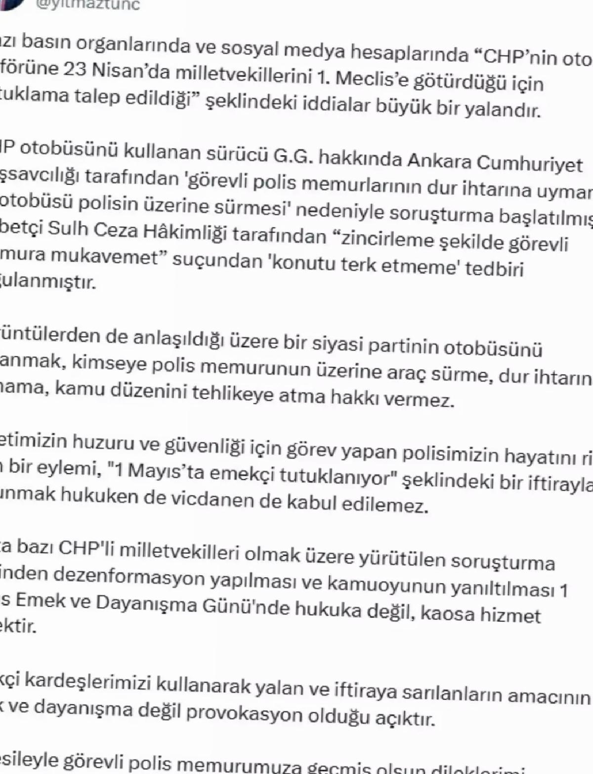 Adalet Bakanı Tunç’tan CHP Açıklaması
