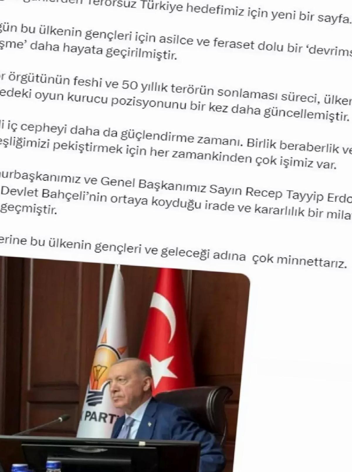 AK Partili İnan: Terör örgütünün feshi ülkemizin oyun kurucu konumunu güncelledi