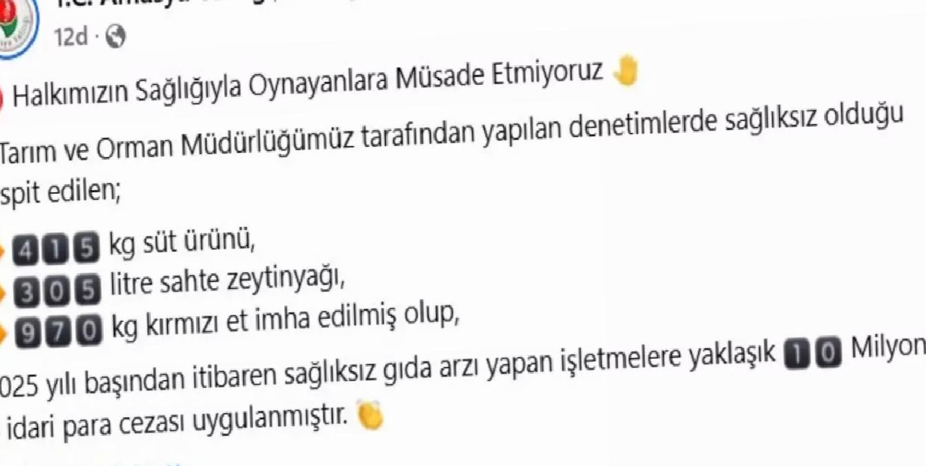 Amasya’da Sıhhatsiz Eserlere 10 Milyon TL Ceza