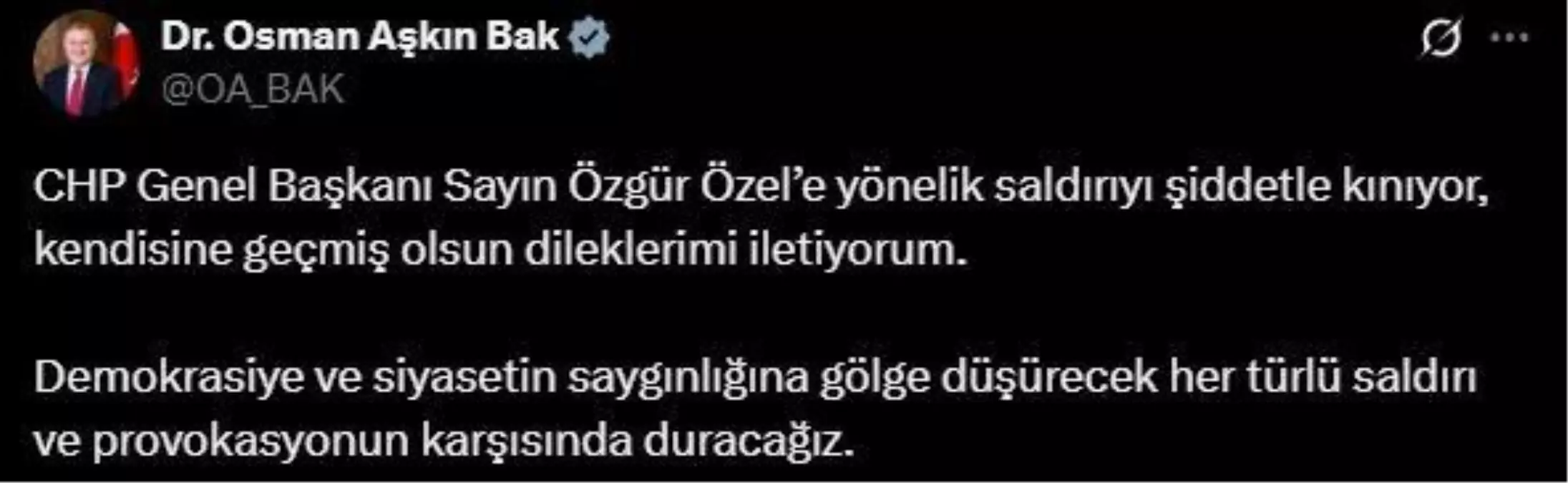 Bakan Bak’tan Özgür Özel’e Dayanak