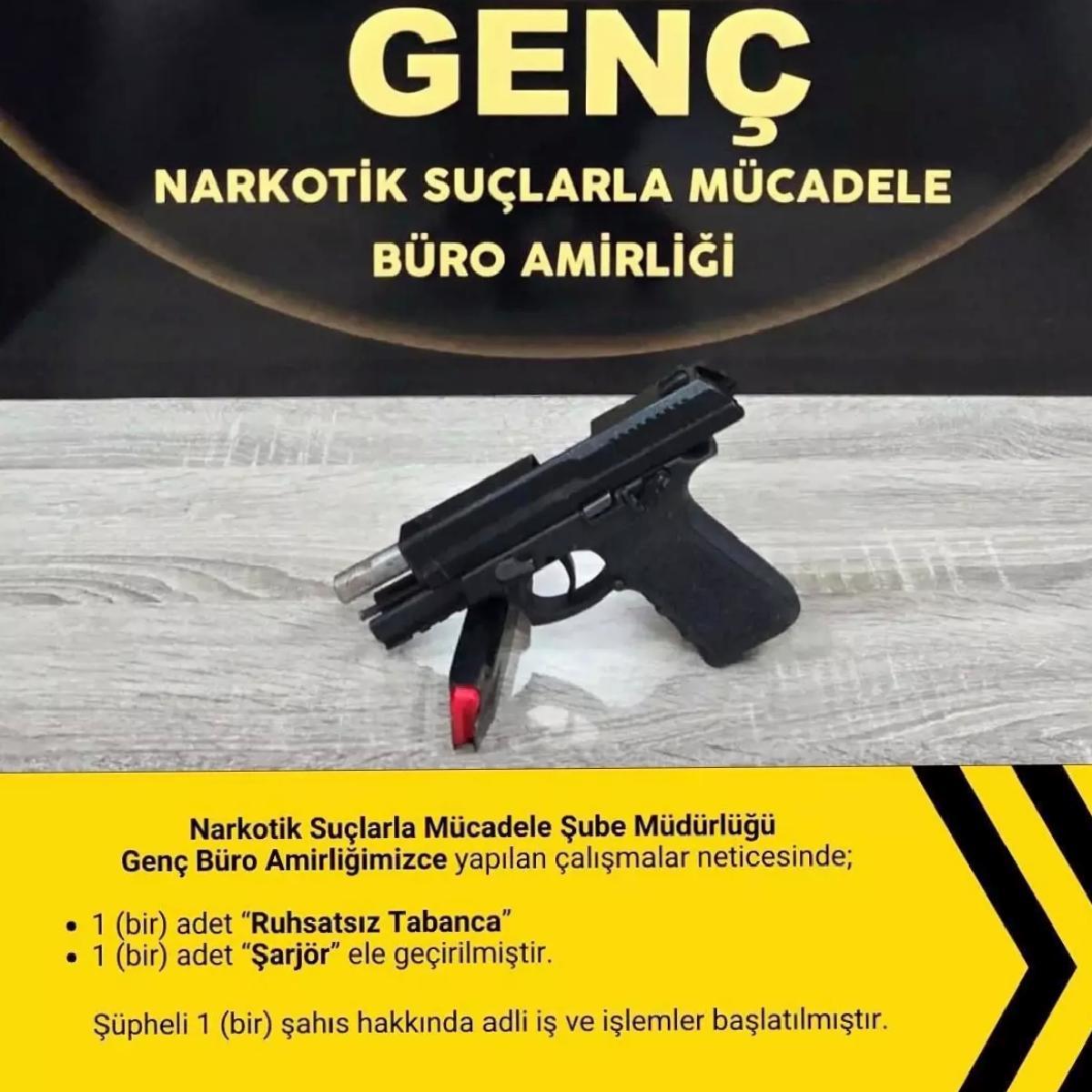 Bingöl’de Ruhsatsız Tabanca ve Esrar Ele Geçirildi