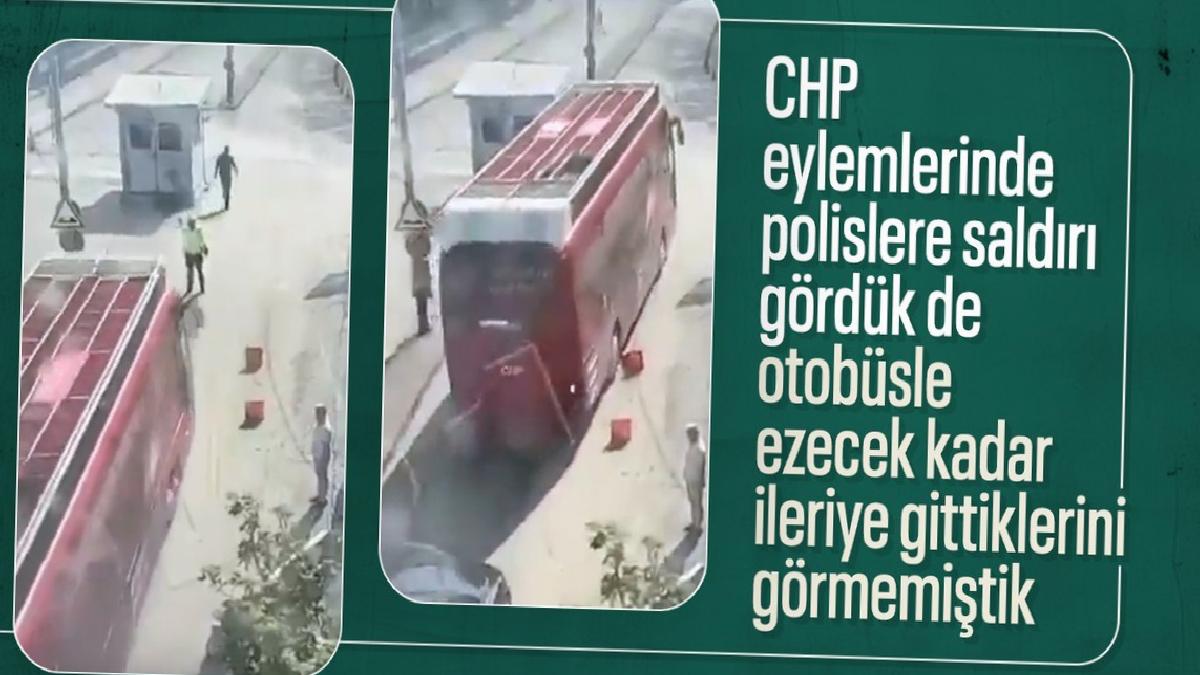CHP’nin sürücüsünün polisin üzerine otobüs sürdüğü anlar