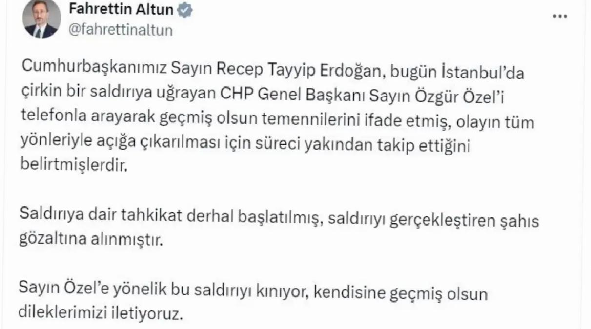 Cumhurbaşkanı Erdoğan, Özgür Özel’i telefonla arayarak geçmiş olsun dileklerini iletti