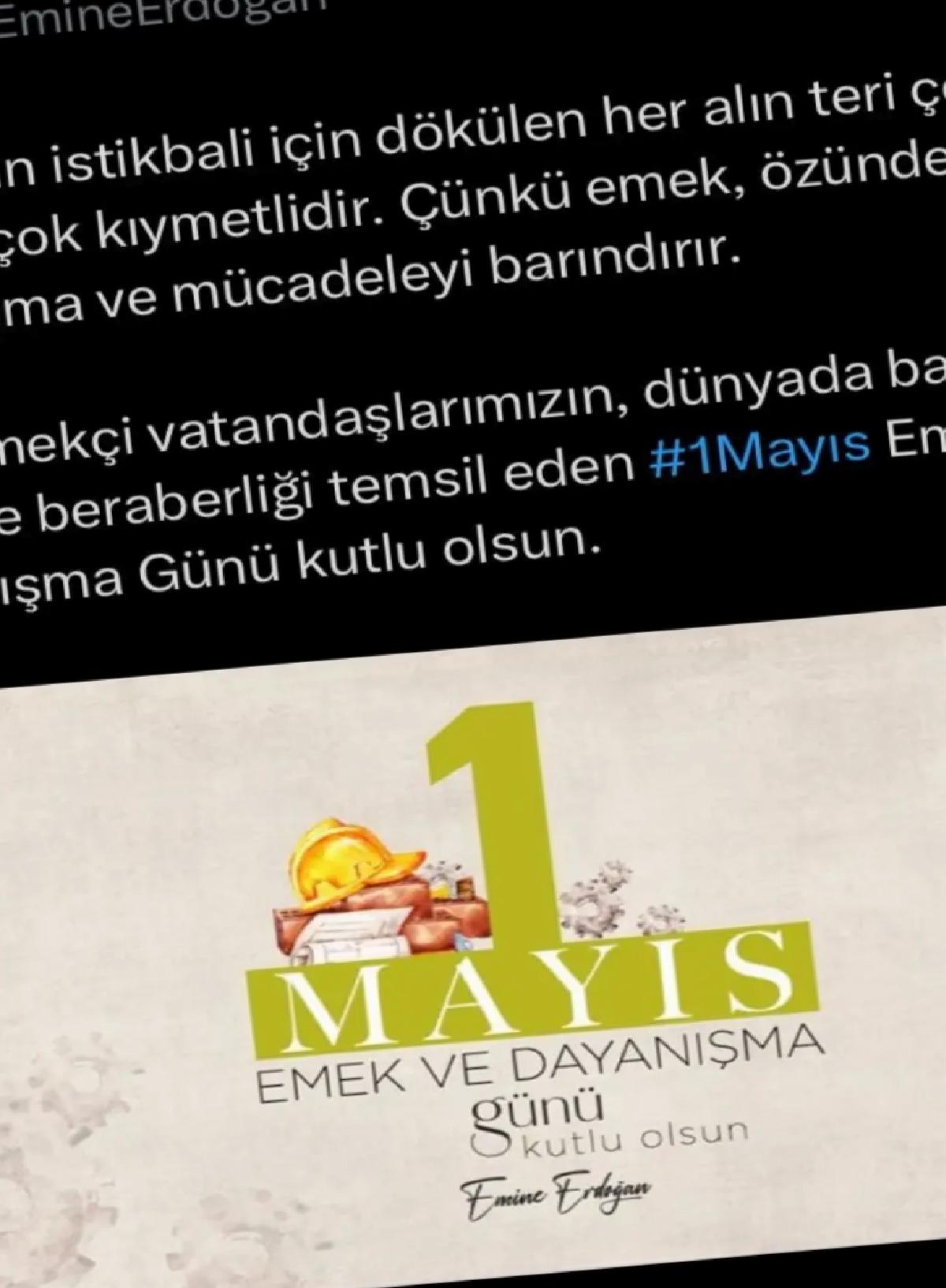 Emine Erdoğan’dan 1 Mayıs Bildirisi