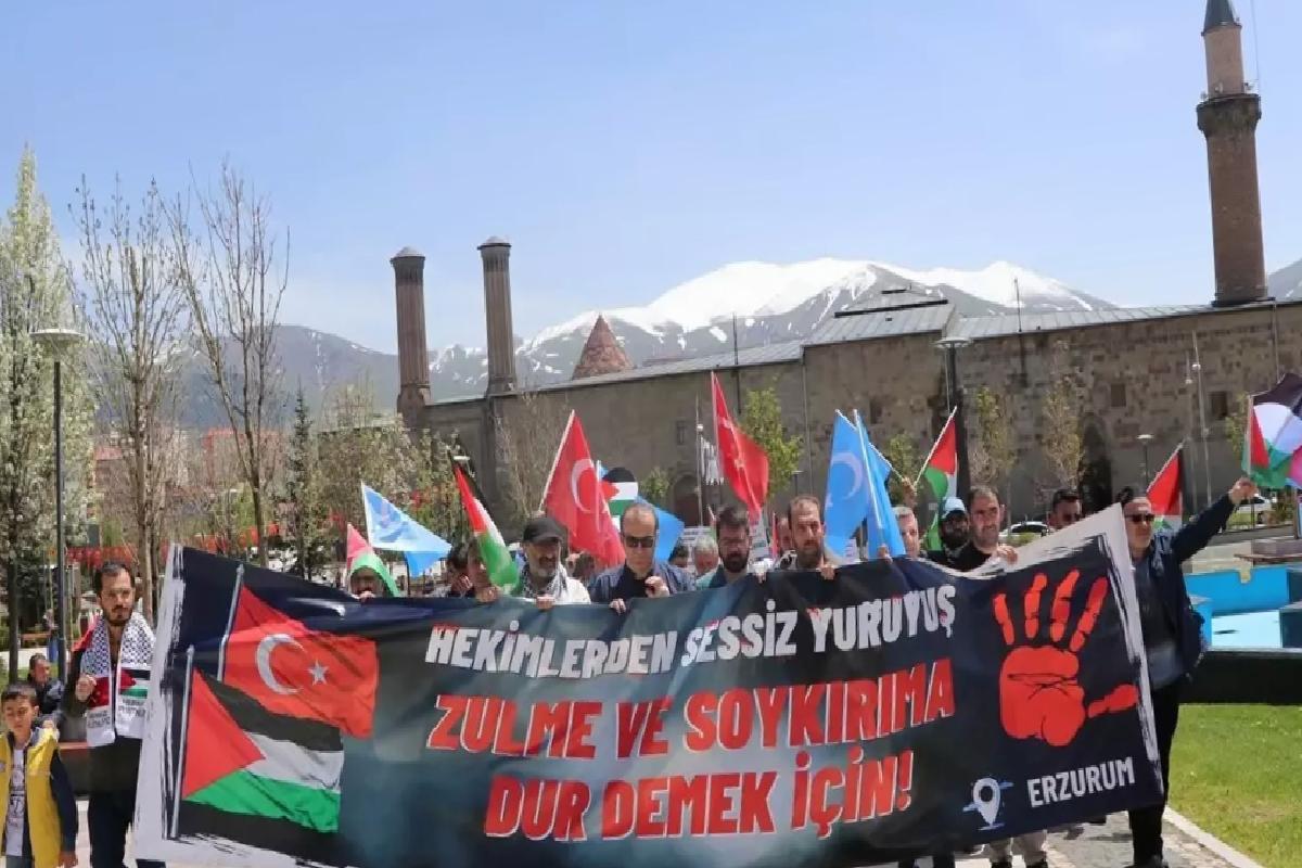 Erzurum’da Sağlıkçıların Gazze Protestosu