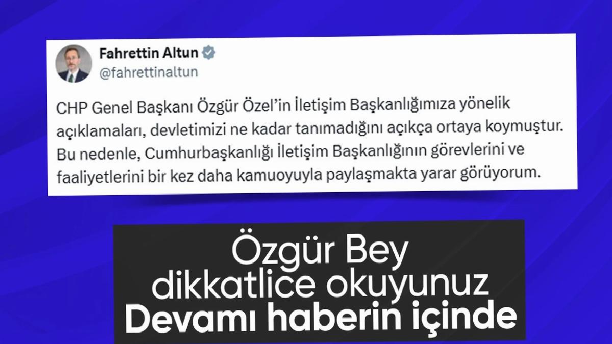 Fahrettin Altun’dan Özgür Özel’e reaksiyon: Devletimizi tanımadığını açıkça ortaya koymuştur