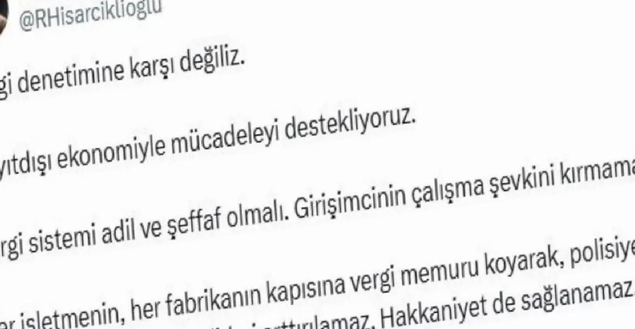 Hisarcıklıoğlu’ndan vergi kontrolü açıklaması