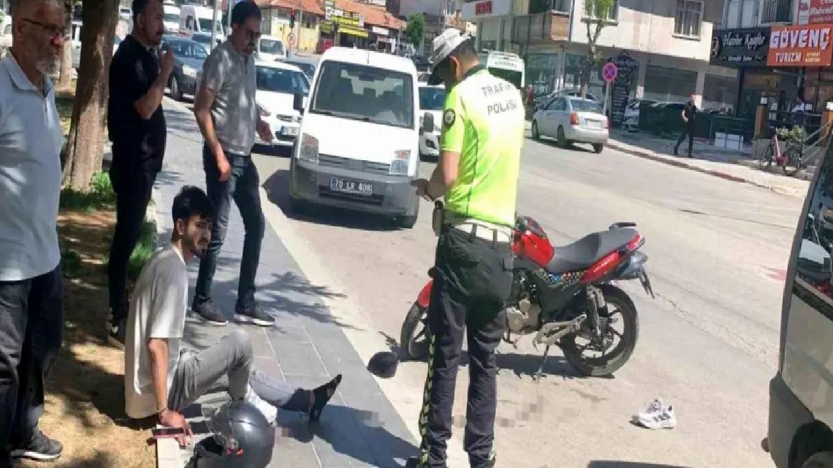 Karaman’da Motosiklet Kazası: Şoför Yaralandı