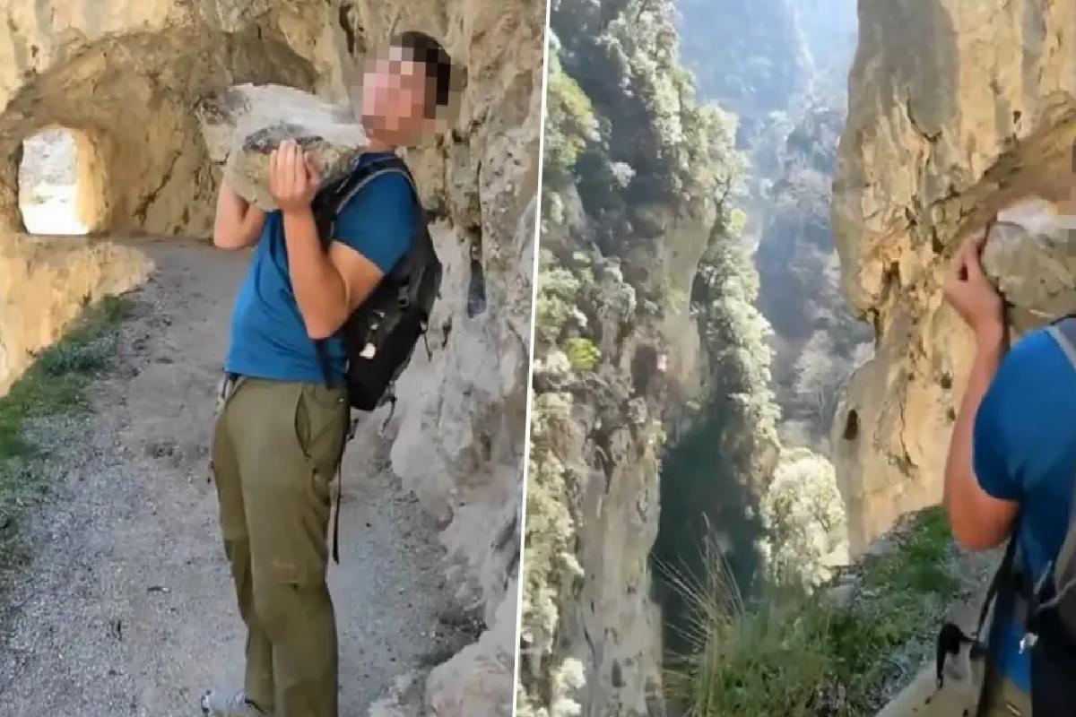 Kaya modülünü vadiye fırlatan turiste rekor ceza