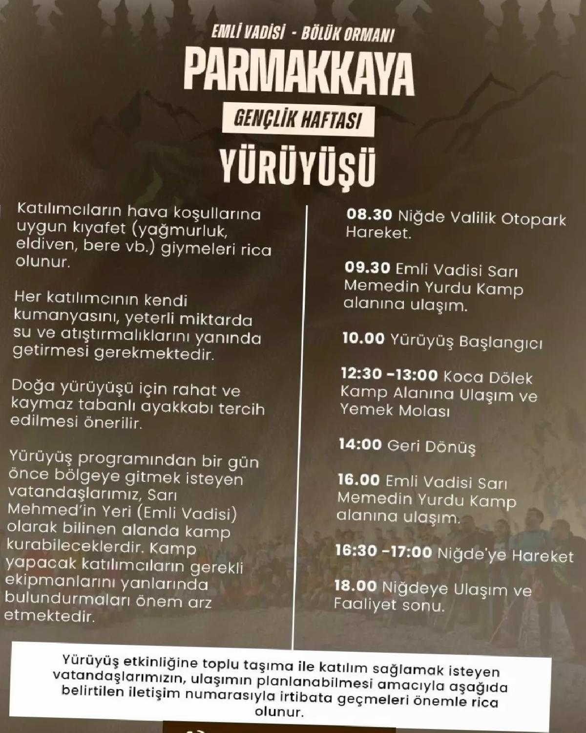 Niğde’de Gençlik Haftası Kapsamında Tabiat Yürüyüşü Düzenleniyor