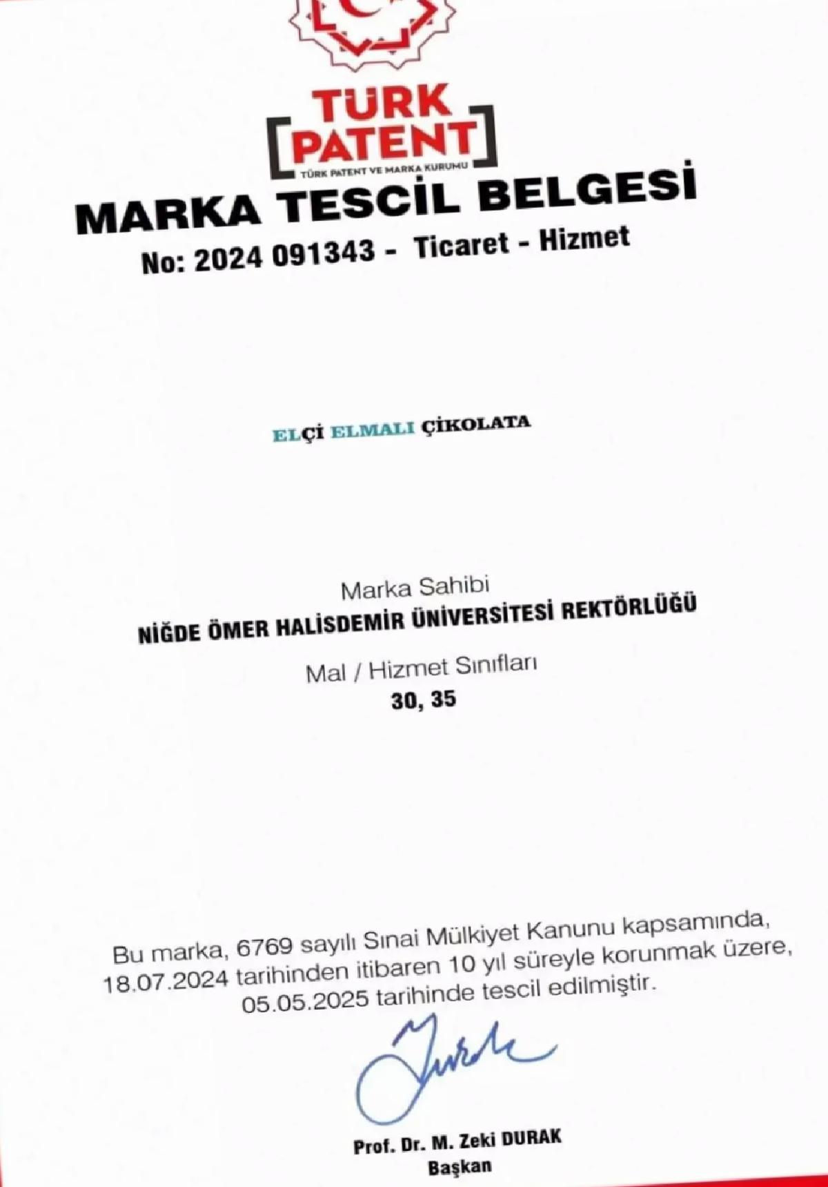Niğde’de Yeni Çikolata Markası Tescillendi