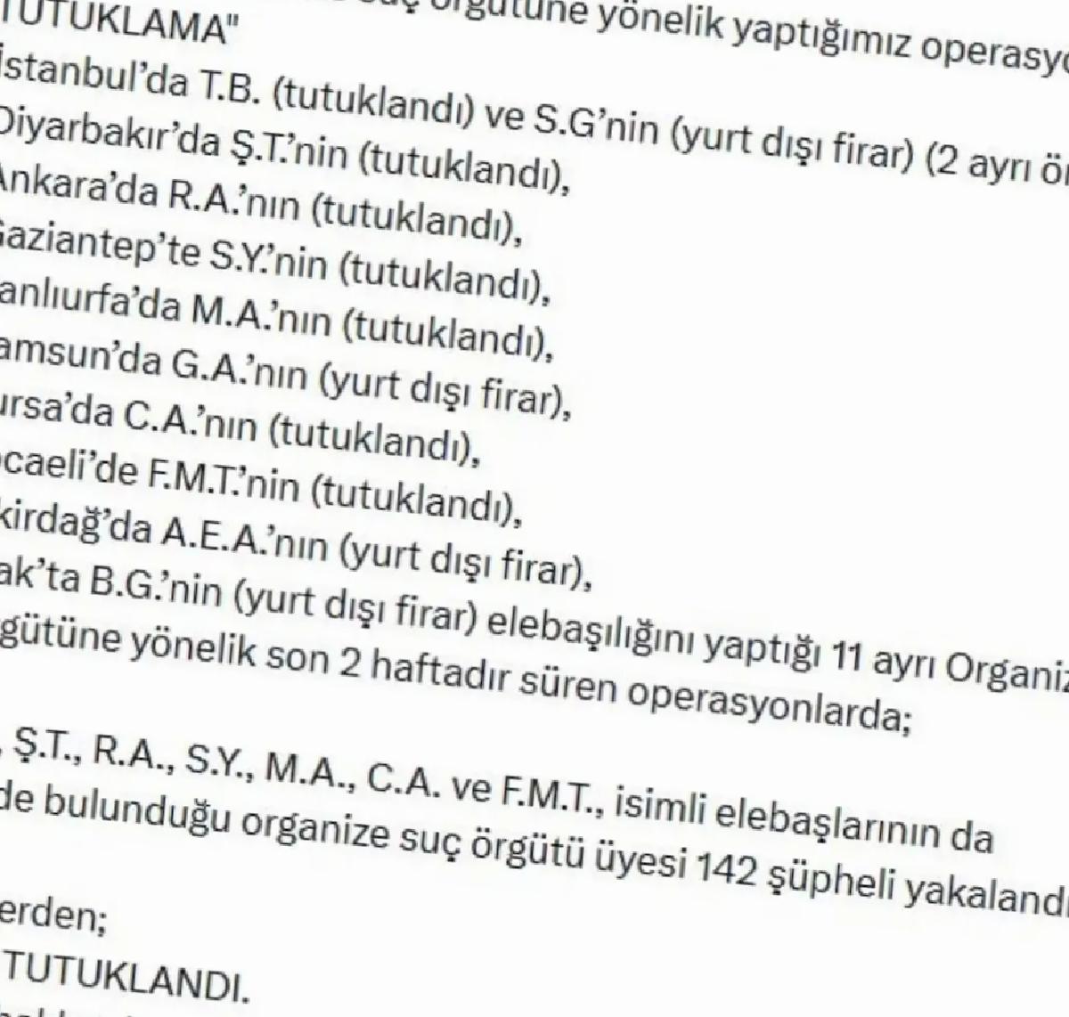 Organize Hata Operasyonunda 86 Tutuklama