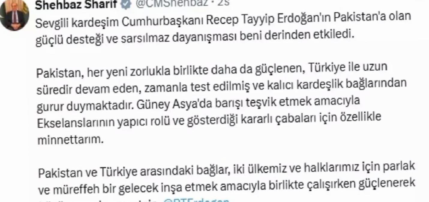 Pakistan Başbakanı Şahbaz Şerif: Türkiye ile Kalıcı Kardeşlik Bağlarından Gurur Duyuyoruz
