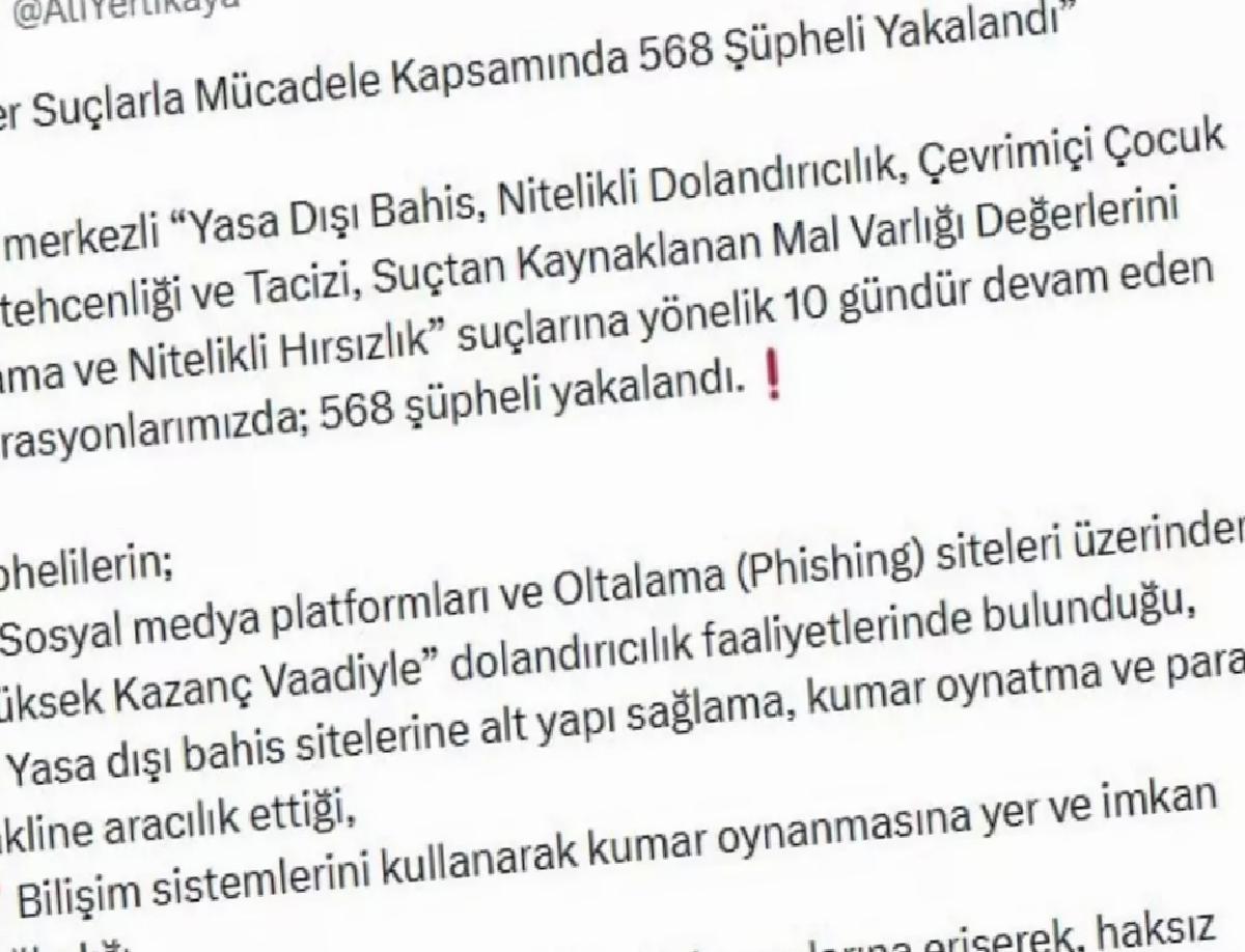 Siber Hatalara 39 Vilayette Operasyon