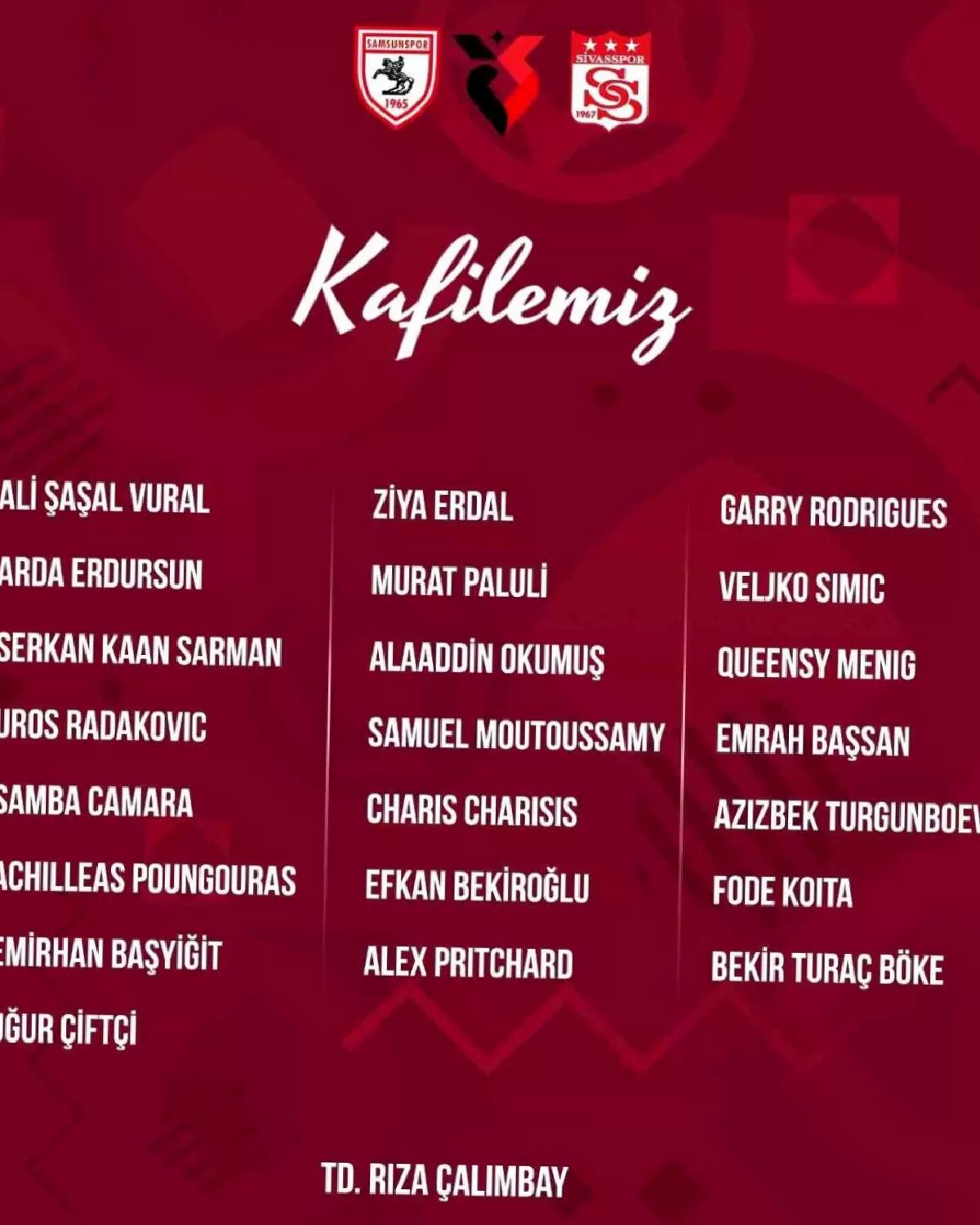 Sivasspor’un Kamp Takımı Açıklandı