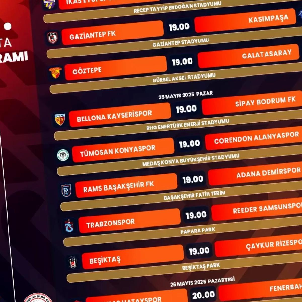 Süper Lig 37. Hafta Programı Açıklandı