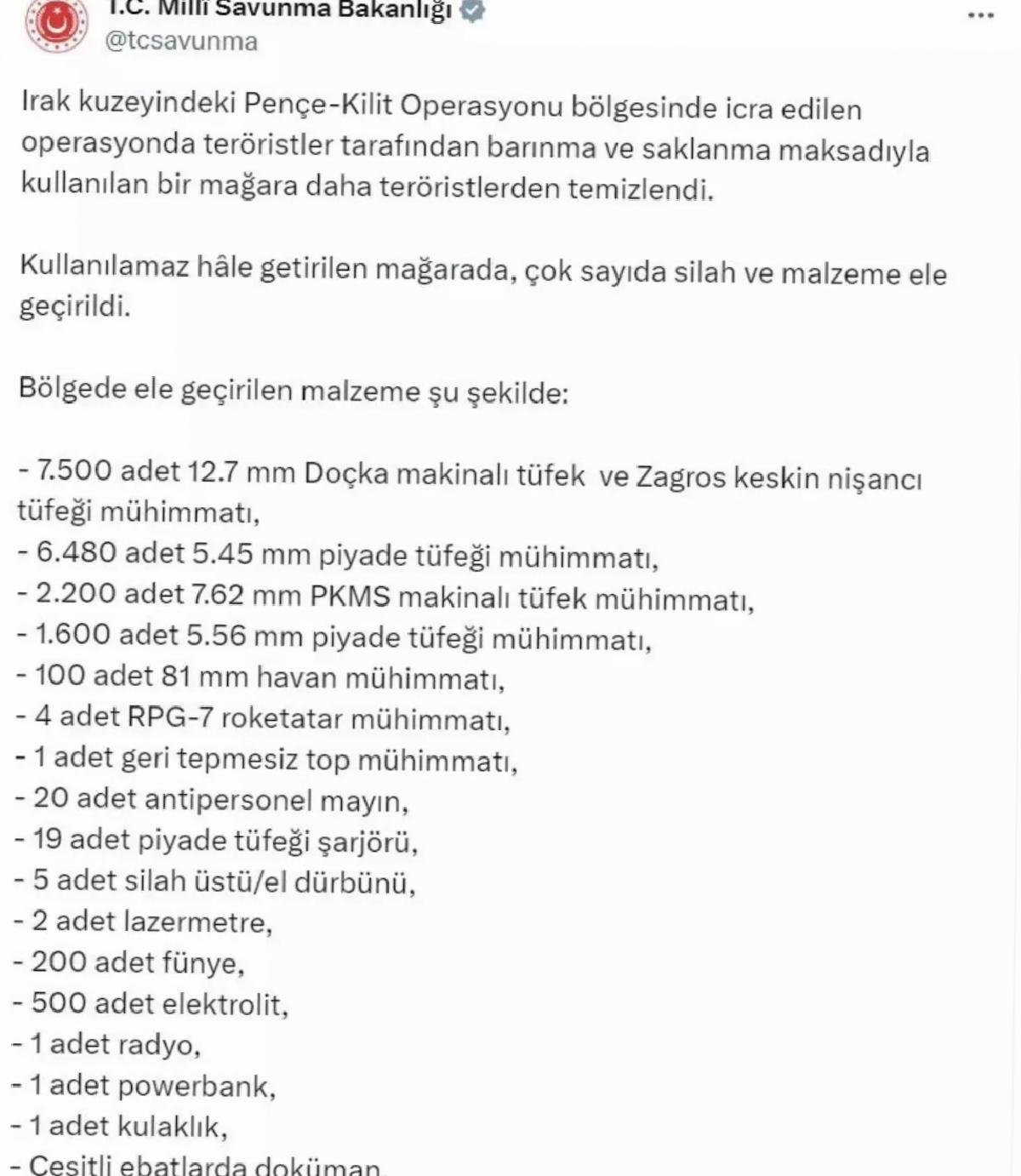 Teröristlerin Mağarasından Silah ve Mühimmat Ele Geçirildi