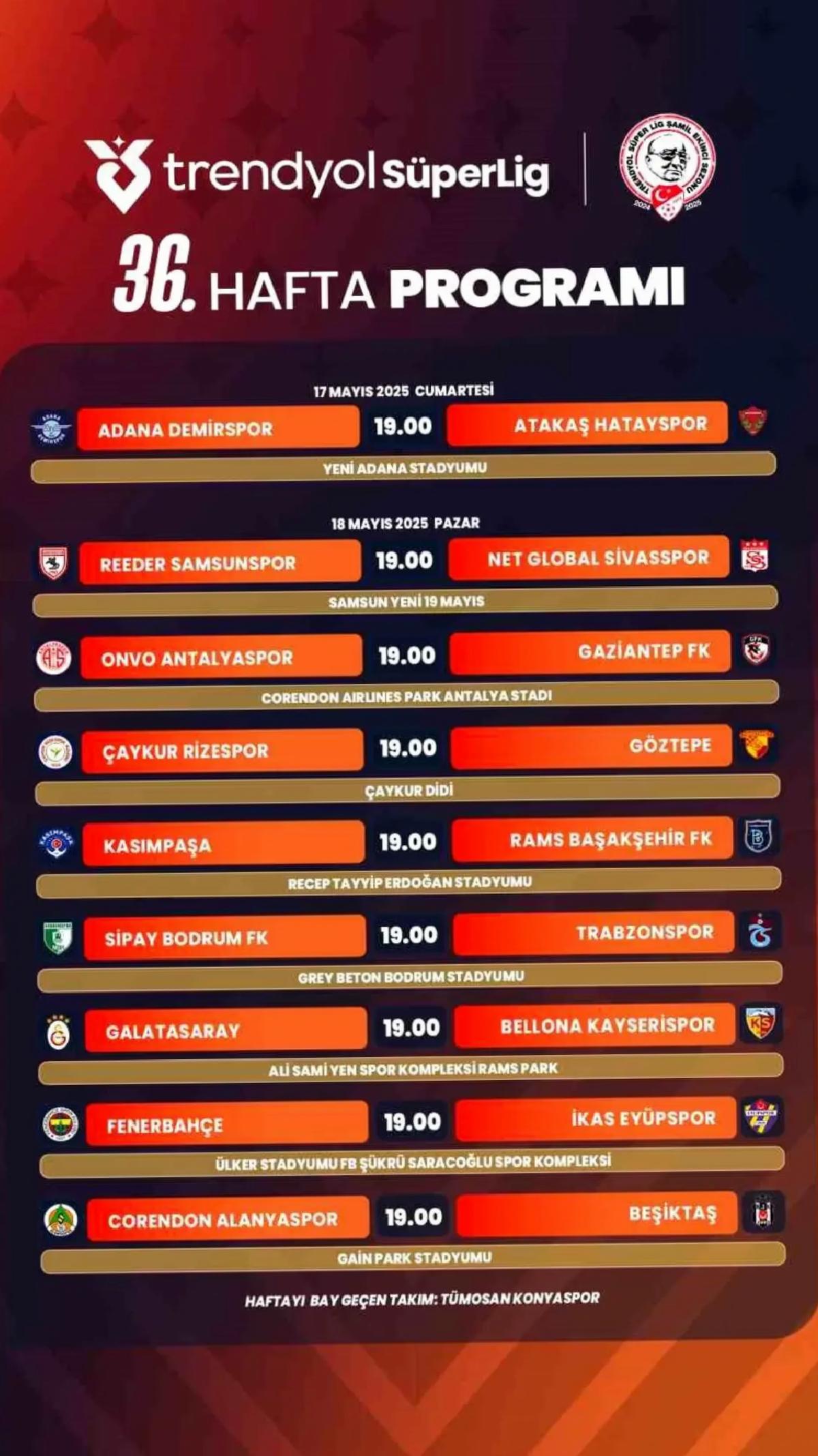 TFF, Süper Lig 36. Haftayı Açıkladı