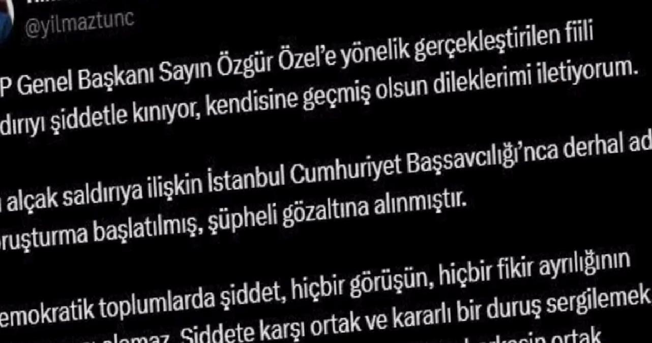 Yılmaz Tunç’tan Özgür Özel’e Geçmiş Olsun